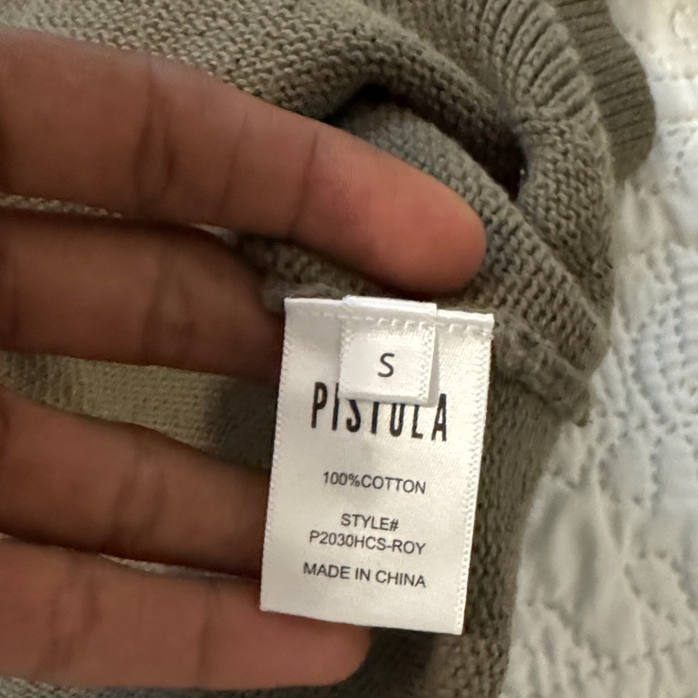 PISTOLA Darya crew neck pullover olive green and black stars size small - Picture 9 of 10